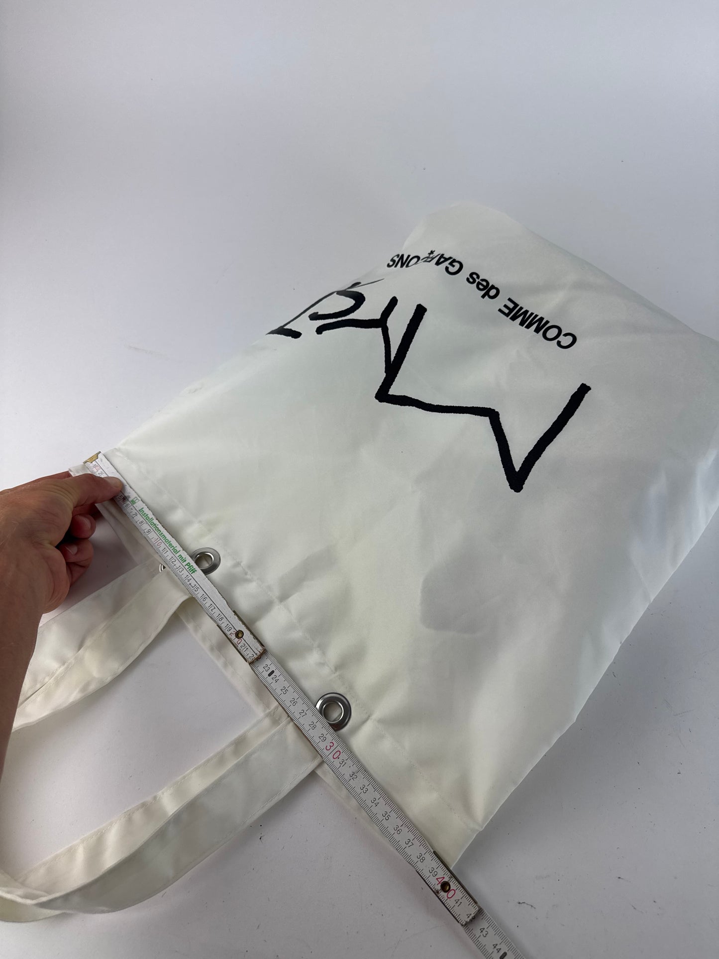 Sac cabas vintage Comme Des Garçons en polyester blanc noir