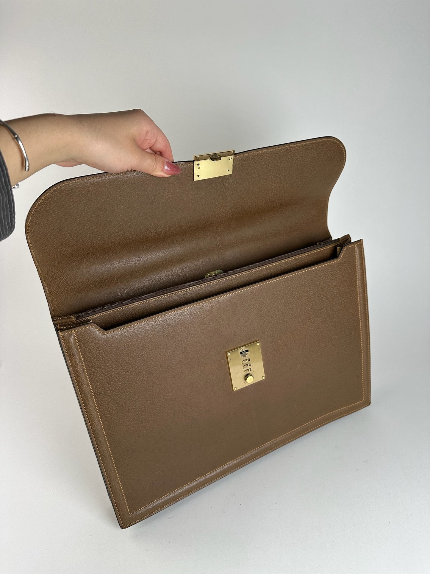 Vintage gucci leather briefcase brown