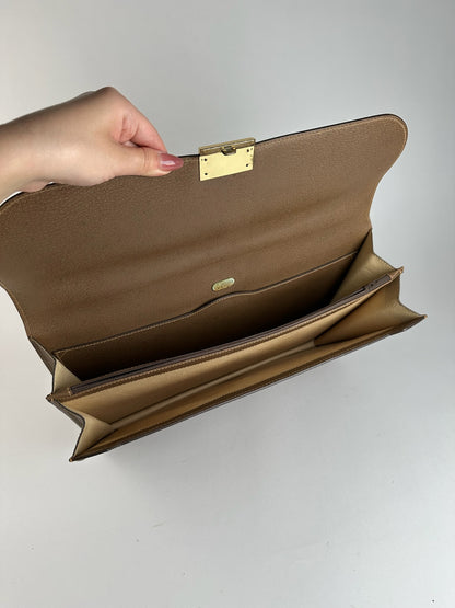 Vintage gucci leather briefcase brown
