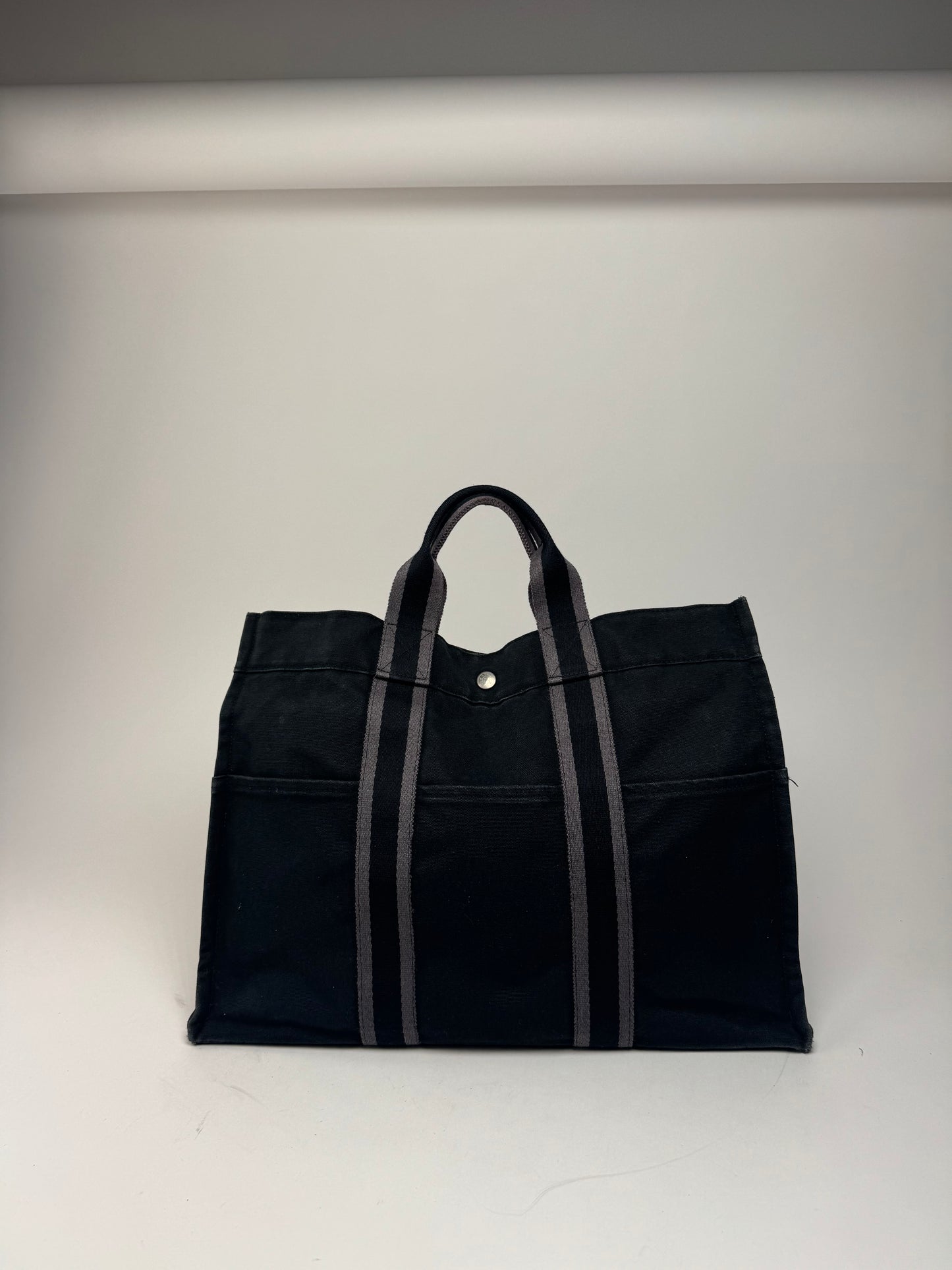 Vintage Hermes Canvas Tote Bag black