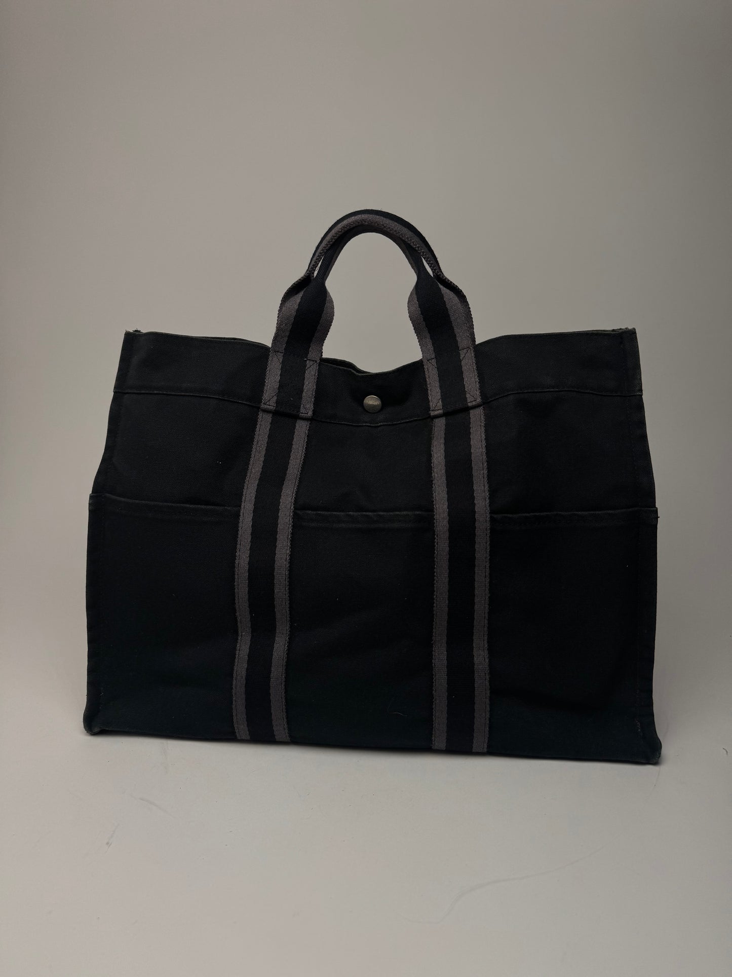 Vintage Hermes Canvas Tote Bag black