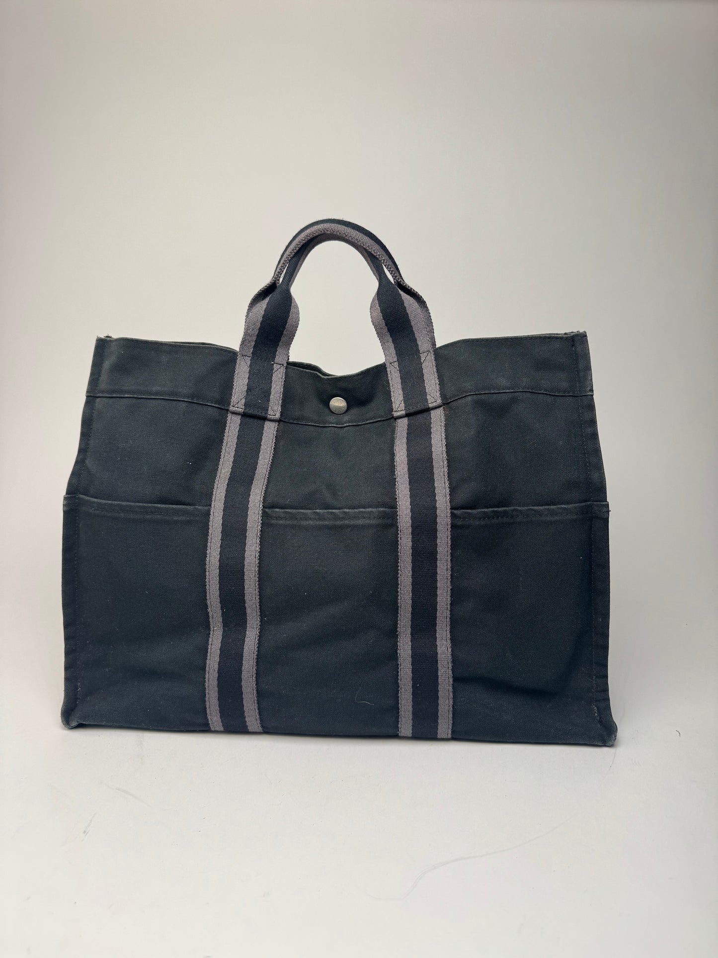 Vintage Hermes Canvas Tote Bag black