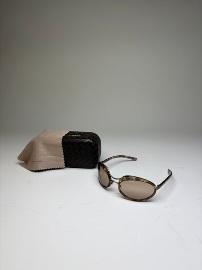 Vintage Bottega Veneta Acetate Sunglasses Brown Beige Gold