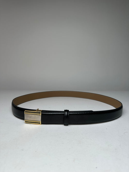 Vintage Burberry Snake Emblossed Leather Belt Black