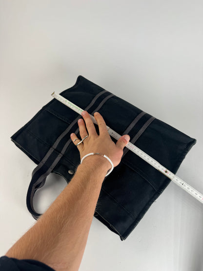Vintage Hermes Canvas Tote Bag black