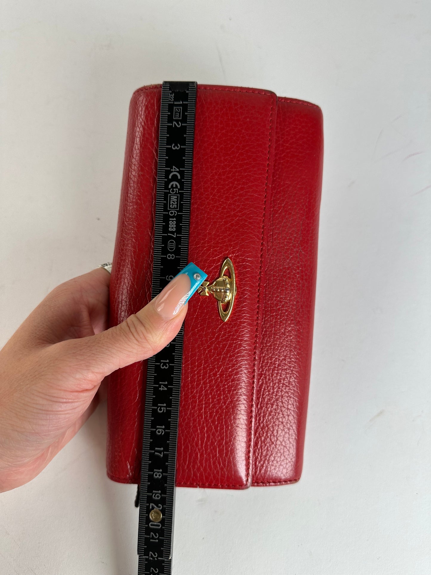 Vivienne Westwood Red Leather Wallet with Gold-Tone Orb Emblem