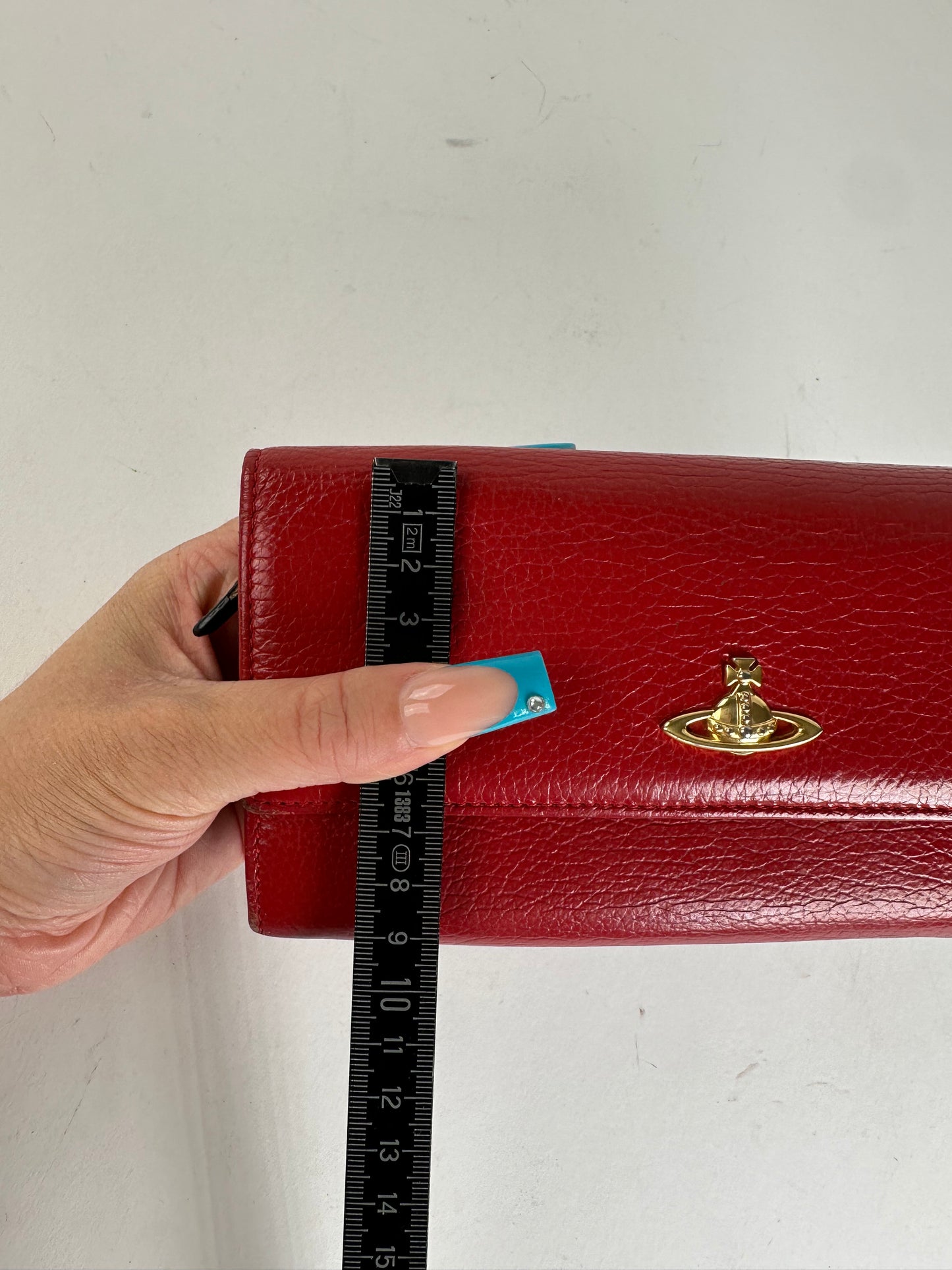 Vivienne Westwood Red Leather Wallet with Gold-Tone Orb Emblem
