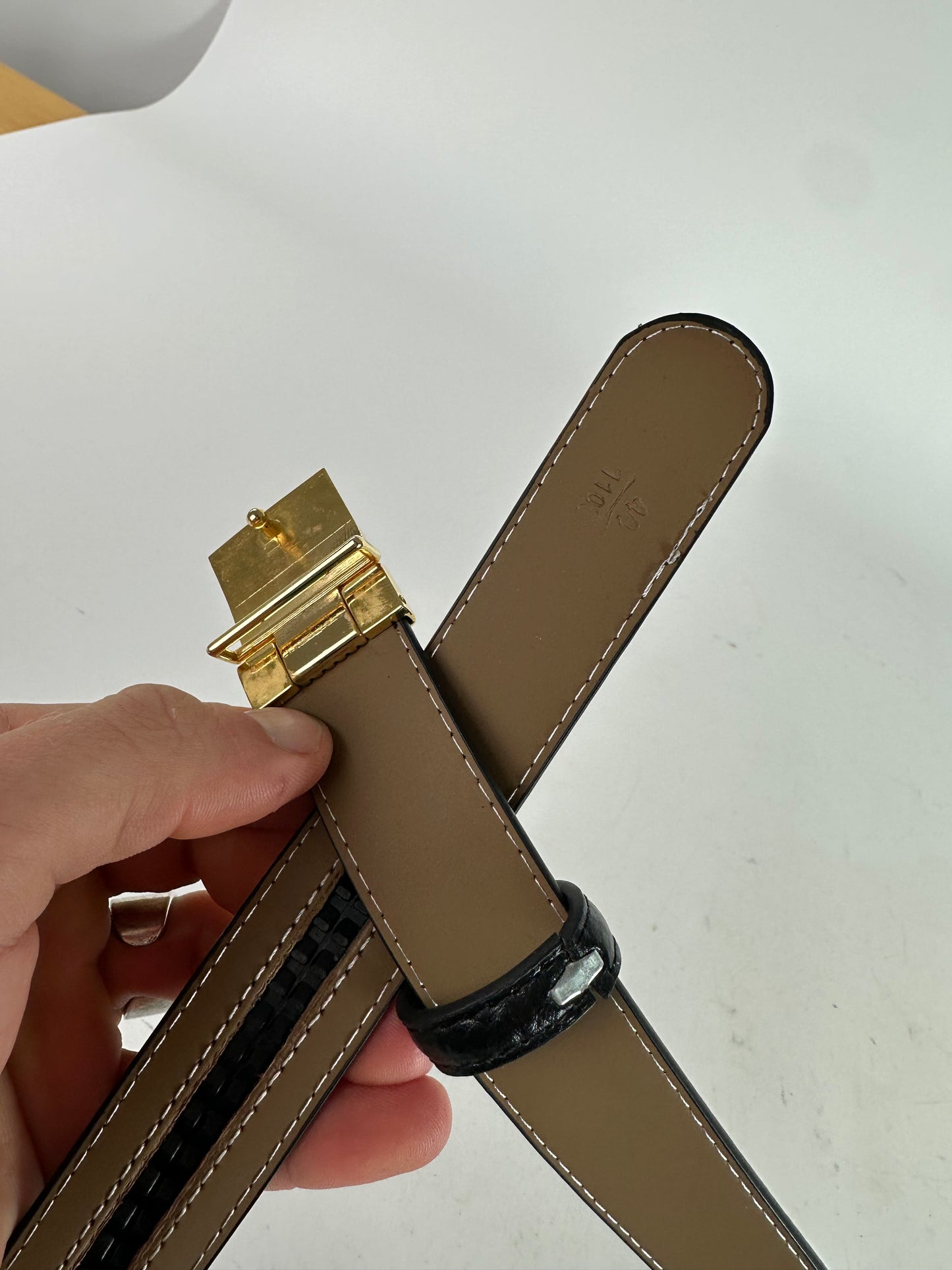 Vintage Burberry Snake Emblossed Leather Belt Black