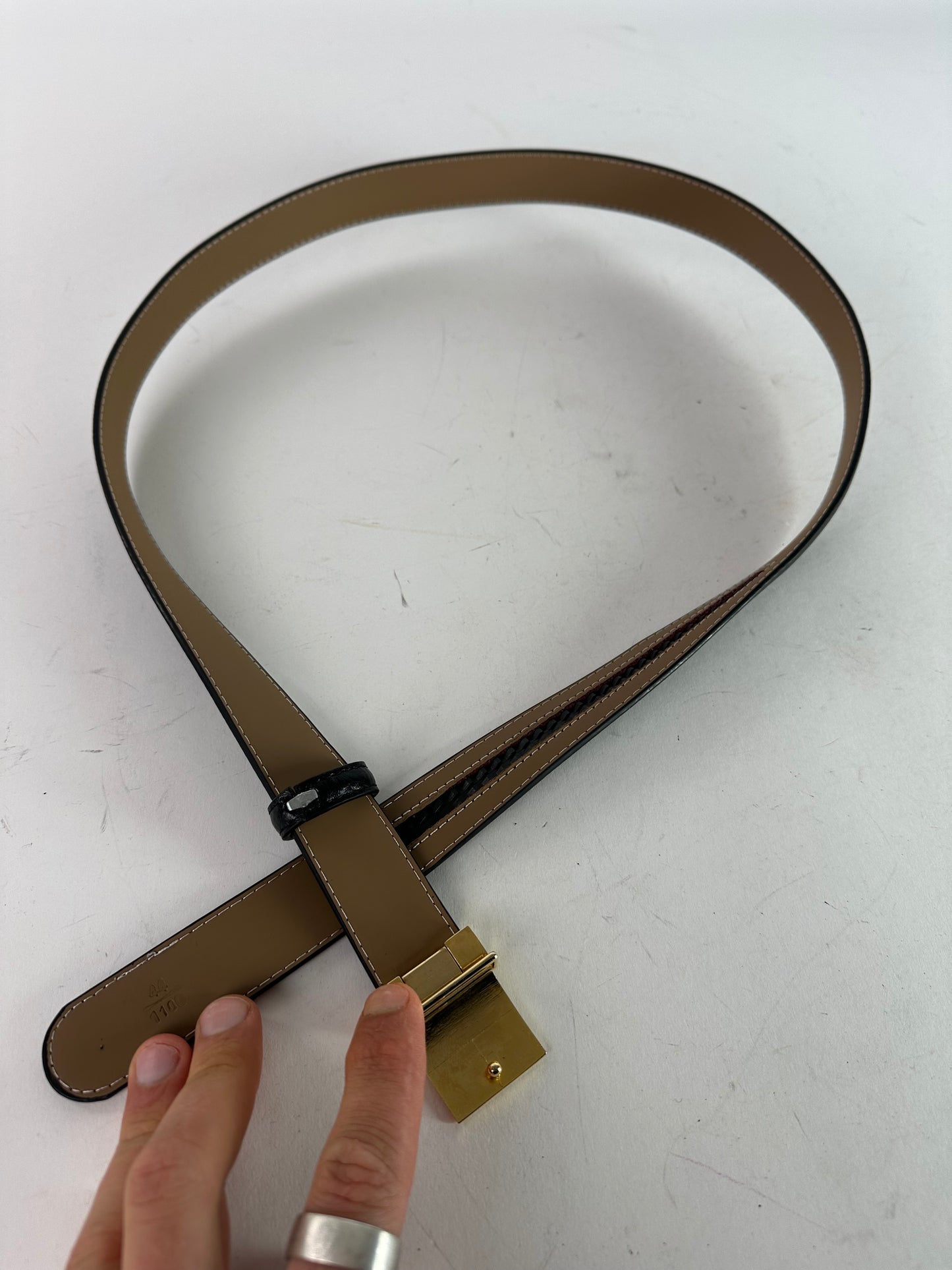 Vintage Burberry Snake Emblossed Leather Belt Black
