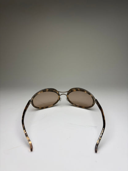 Vintage Bottega Veneta Acetate Sunglasses Brown Beige Gold