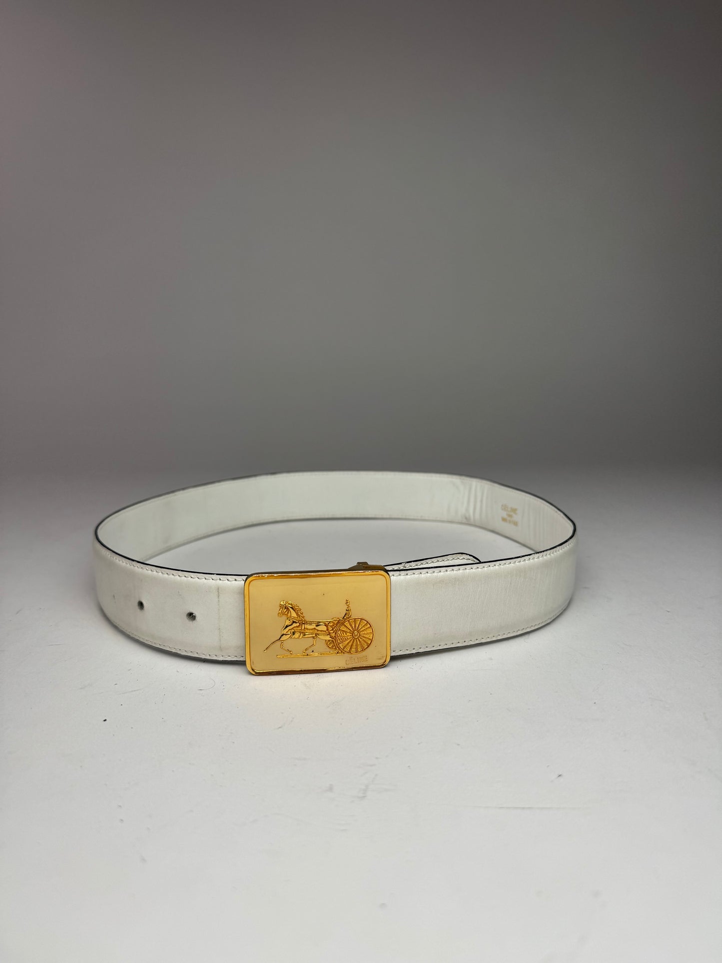 Vintage Celine Leather belt white