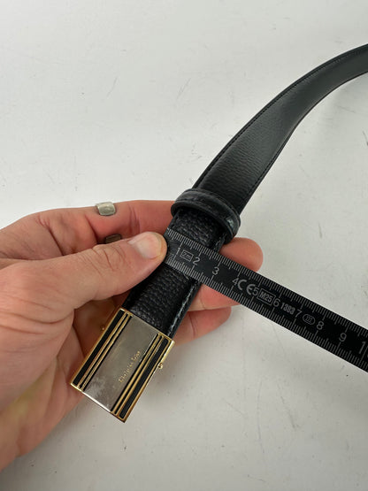 Vintage Burberry Snake Emblossed Leather Belt Black