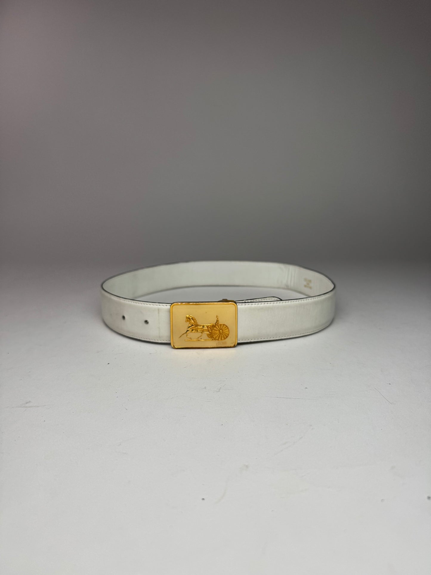 Vintage Celine Leather belt white