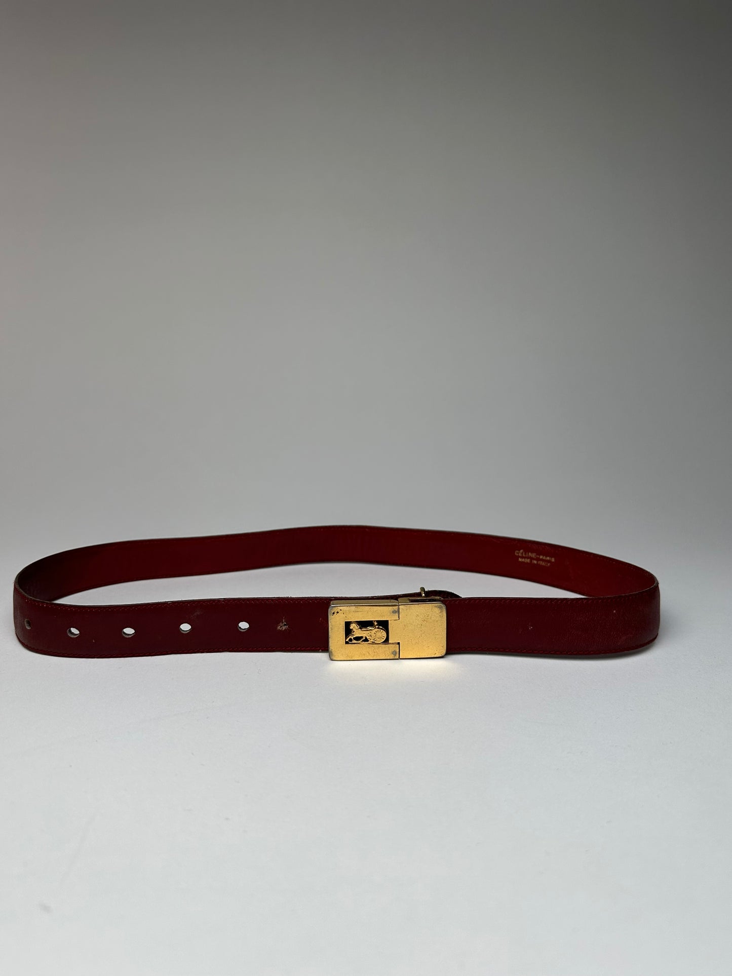 Vintage Celine Paris Leather Belt Burgundy