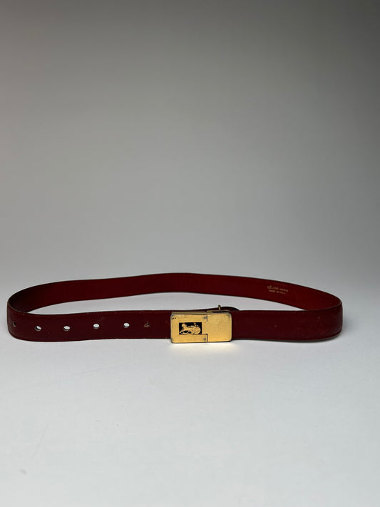 Vintage Celine Paris Leather Belt Burgundy