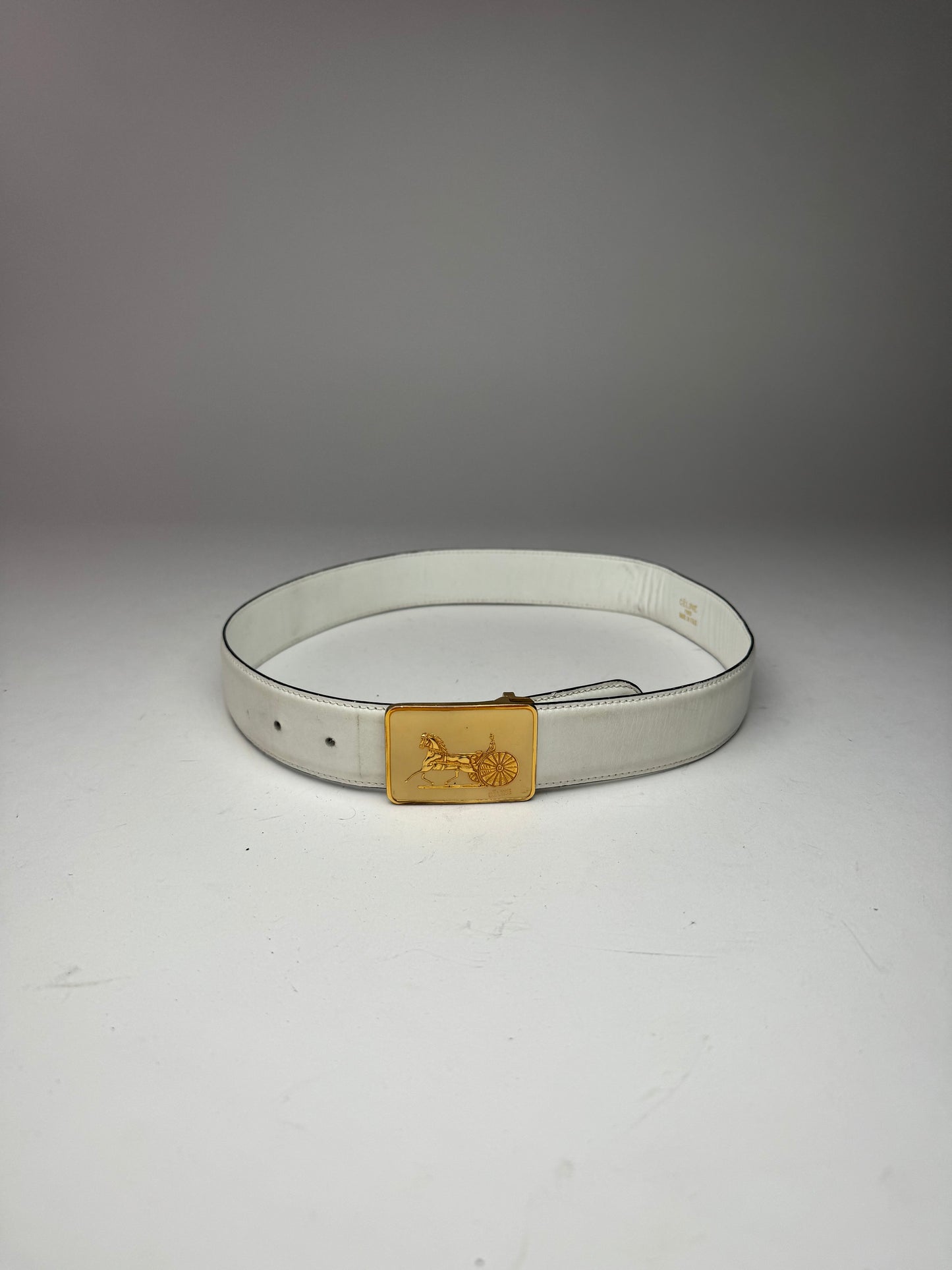 Vintage Celine Leather belt white