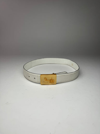 Vintage Celine Leather belt white