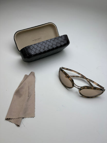 Vintage Bottega Veneta Acetate Sunglasses Brown Beige Gold