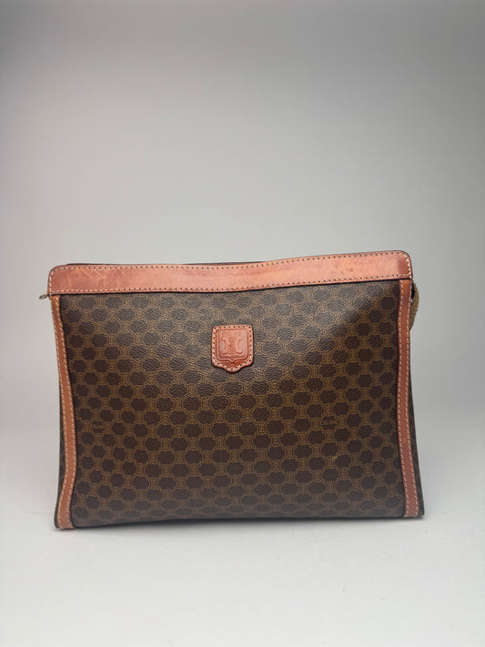 Pochette vintage en cuir monogramme Céline Paris marron