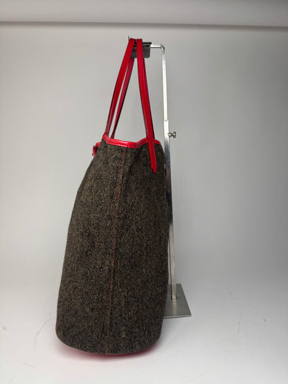 Vintage Givenchy Antigona Wool Patent Leather Tote Bag grey Red