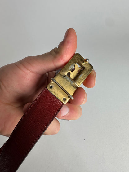 Vintage Celine Paris Leather Belt Burgundy