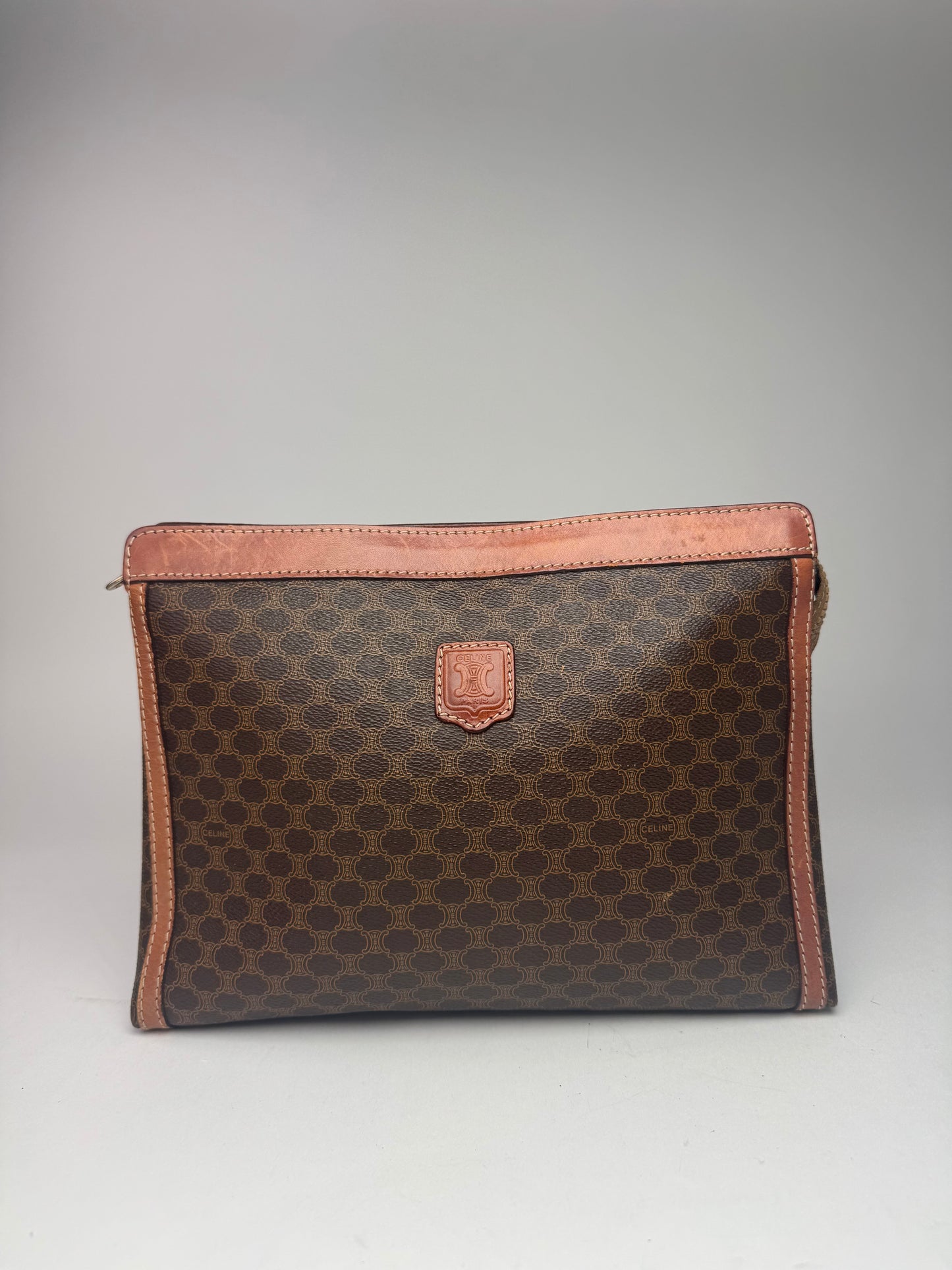 Pochette vintage en cuir monogramme Céline Paris marron