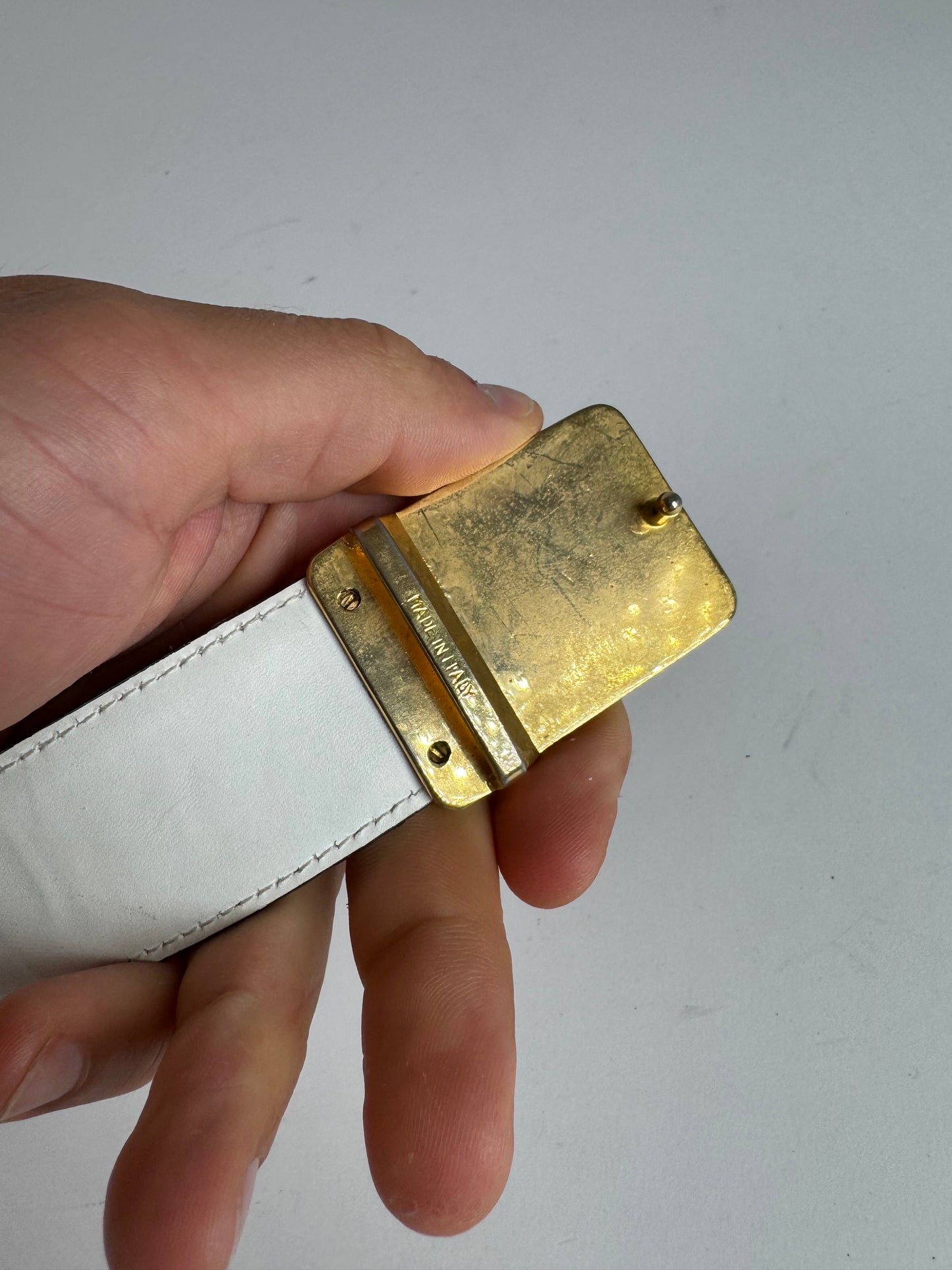 Vintage Celine Leather belt white