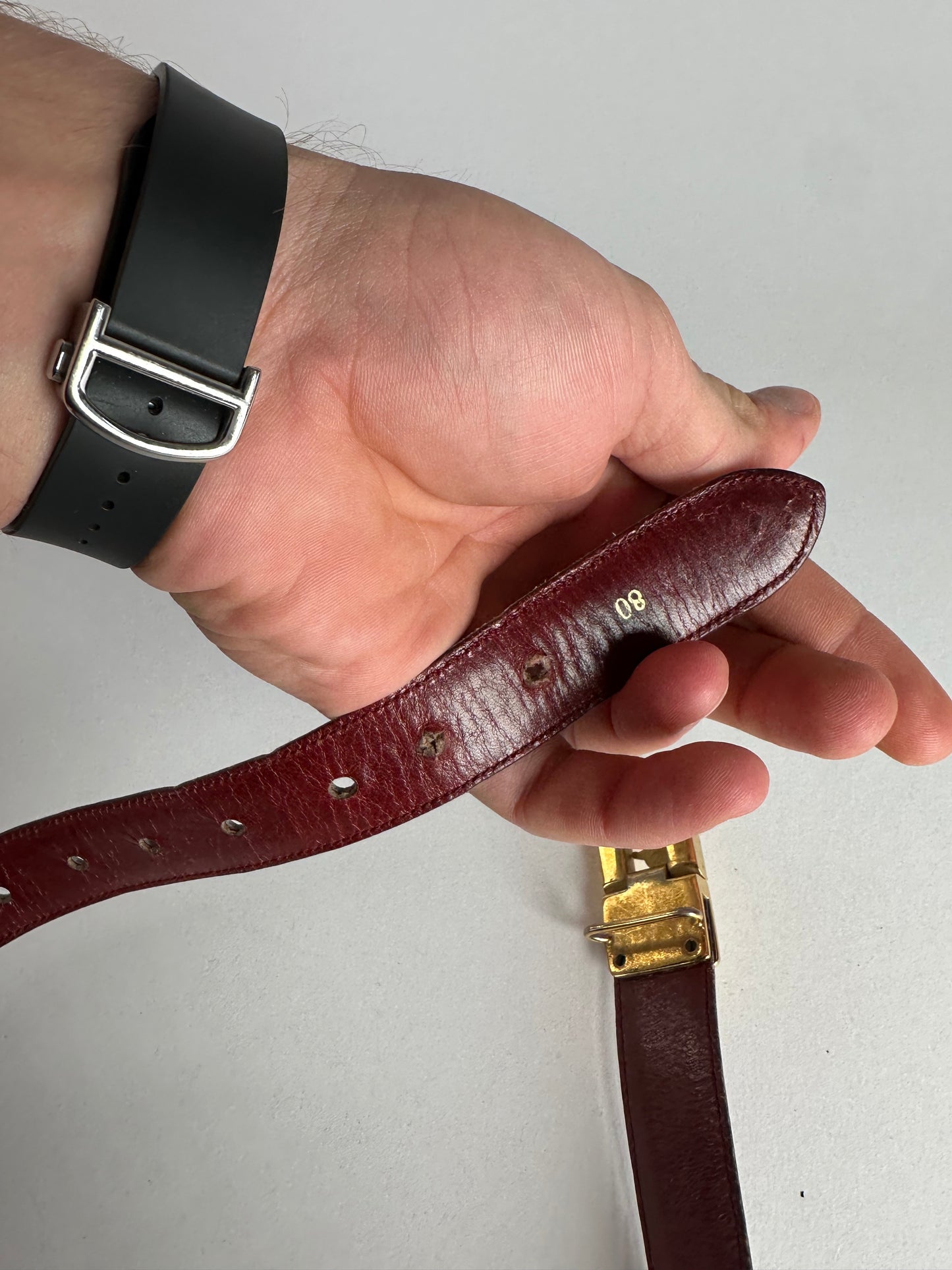 Vintage Celine Paris Leather Belt Burgundy