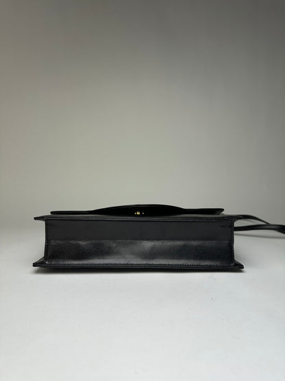Vintage Givenchy 4G Logo Leather Flap Crossbody Bag Late 1980s Black