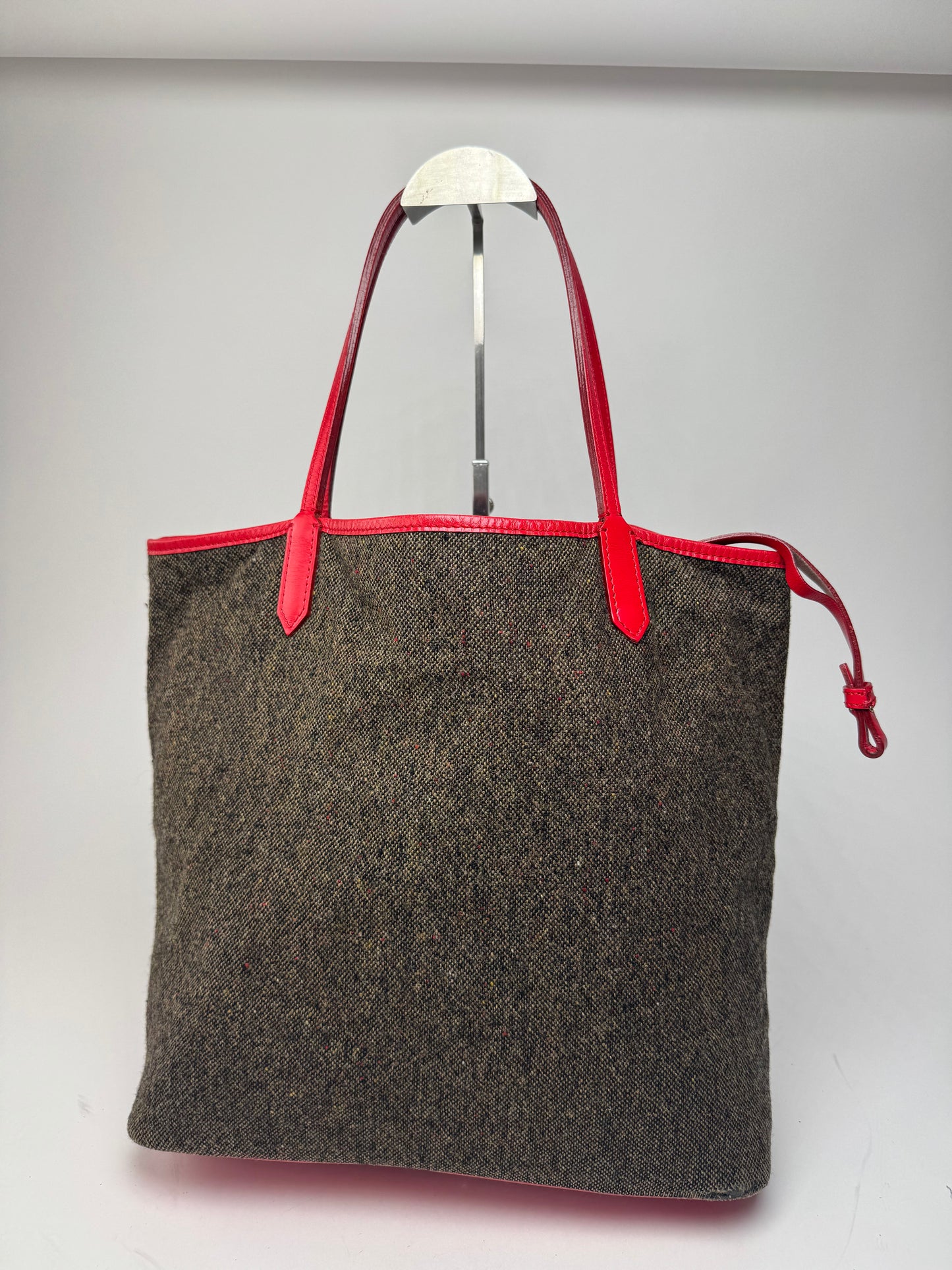 Vintage Givenchy Antigona Wool Patent Leather Tote Bag grey Red