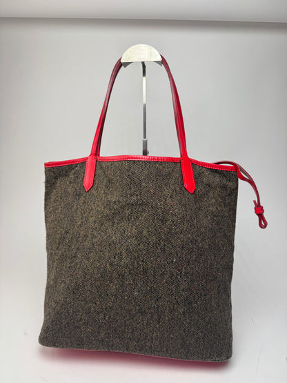 Vintage Givenchy Antigona Wool Patent Leather Tote Bag grey Red