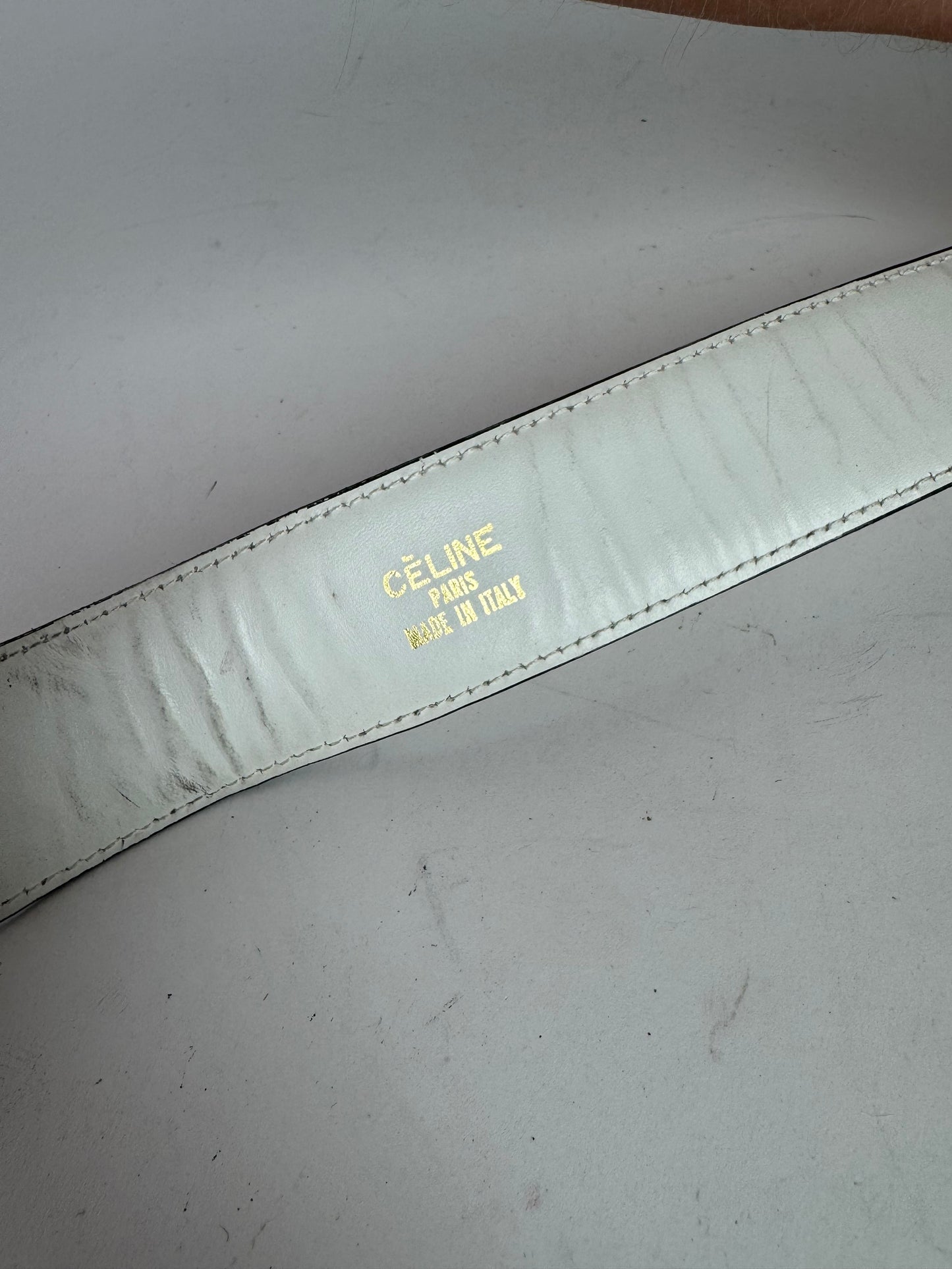 Vintage Celine Leather belt white