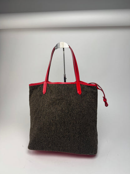 Vintage Givenchy Antigona Wool Patent Leather Tote Bag grey Red