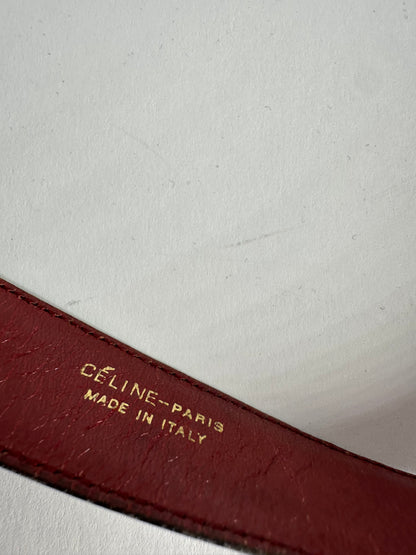 Vintage Celine Paris Leather Belt Burgundy