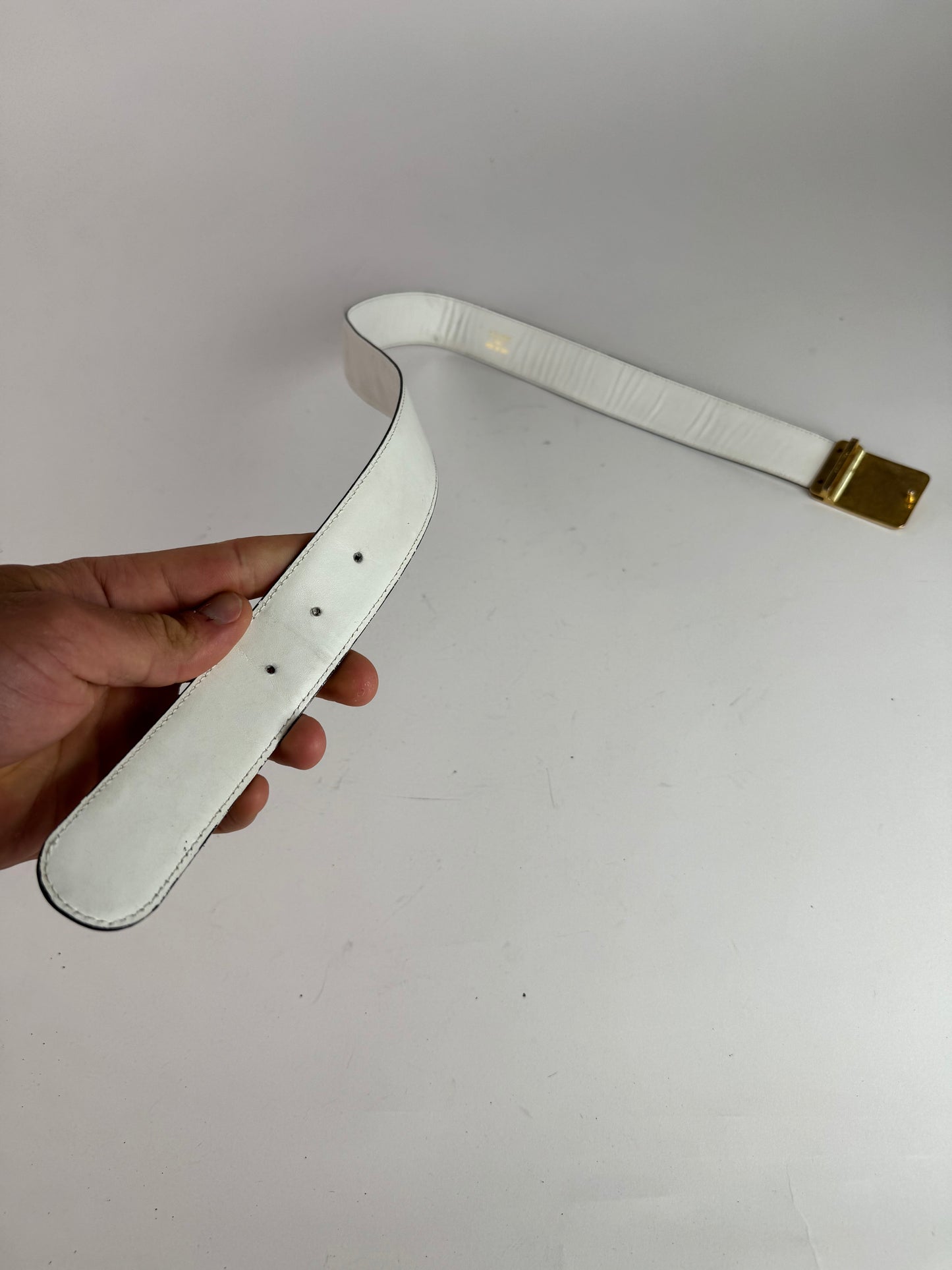 Vintage Celine Leather belt white