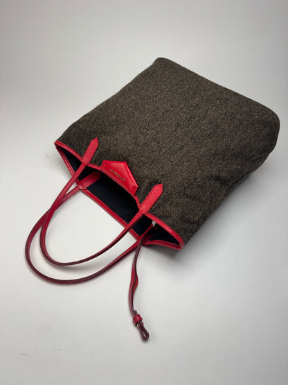 Vintage Givenchy Antigona Wool Patent Leather Tote Bag grey Red