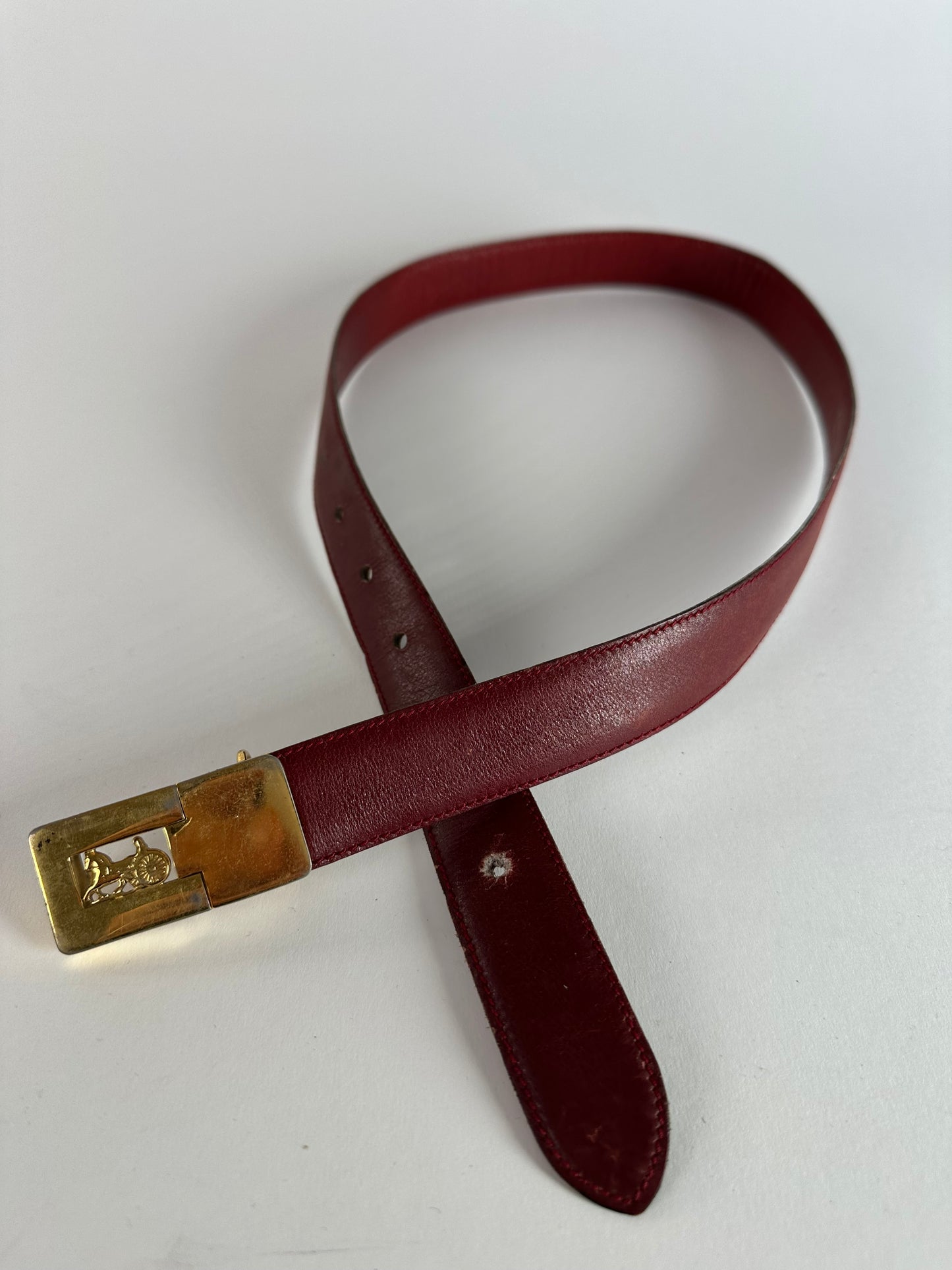 Vintage Celine Paris Leather Belt Burgundy