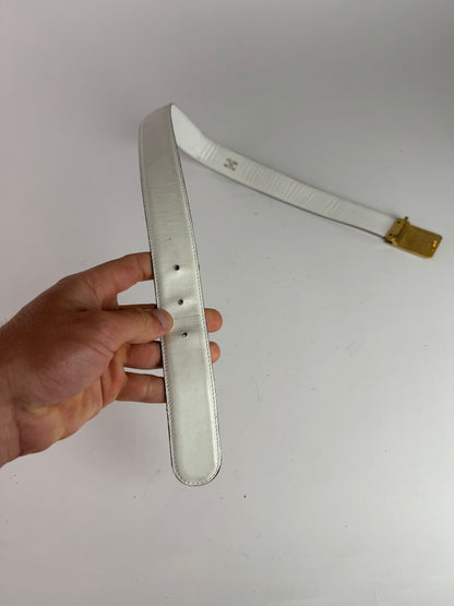 Vintage Celine Leather belt white