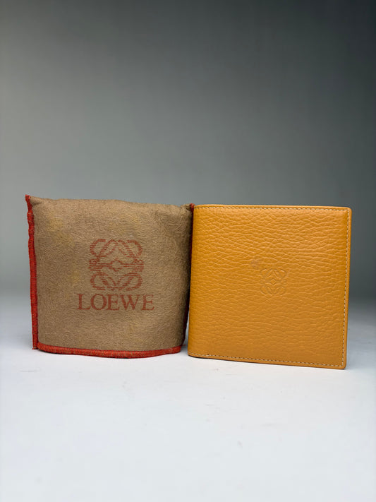 Vintage Loewe Textured Leather Bifold Wallet Late 1990s Yellow