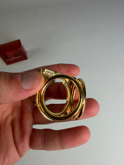 Vintage Ferragamo Gold Metal Ring with Box