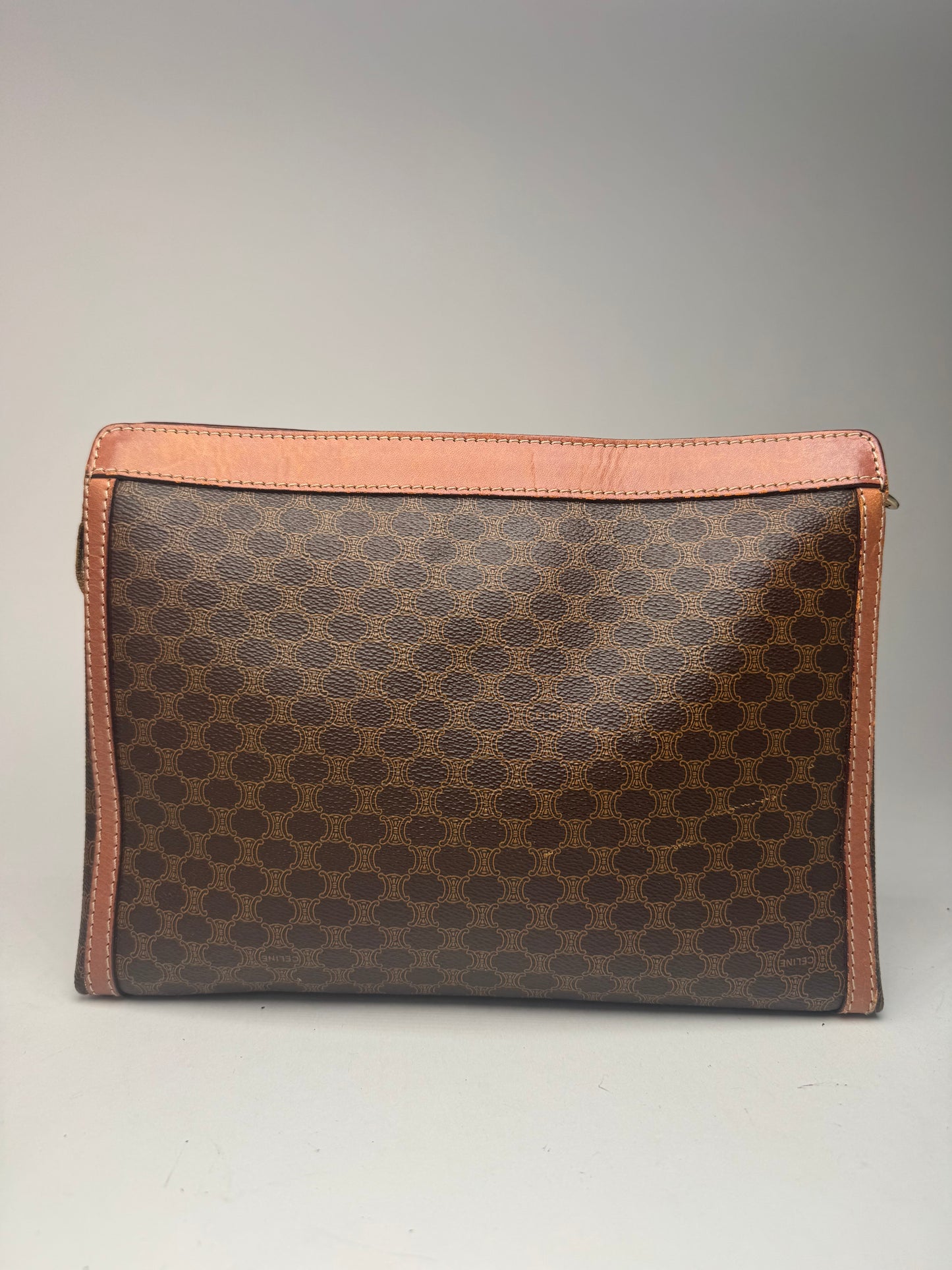 Pochette vintage en cuir monogramme Céline Paris marron
