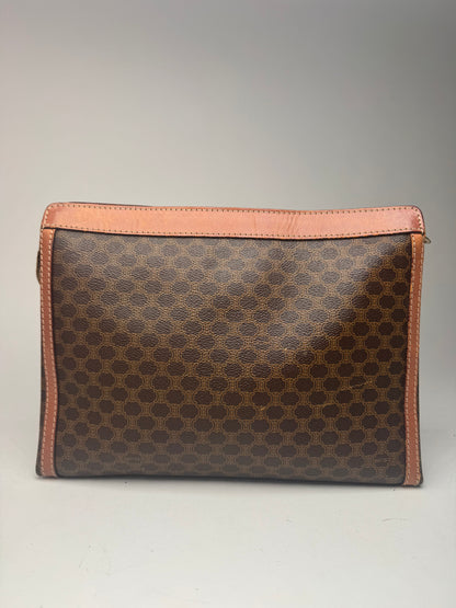 Pochette vintage en cuir monogramme Céline Paris marron