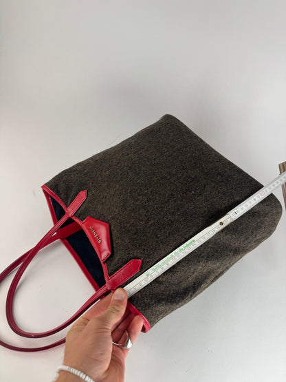 Vintage Givenchy Antigona Wool Patent Leather Tote Bag grey Red