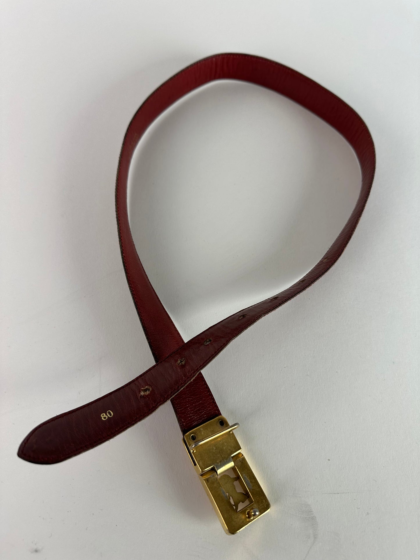 Vintage Celine Paris Leather Belt Burgundy