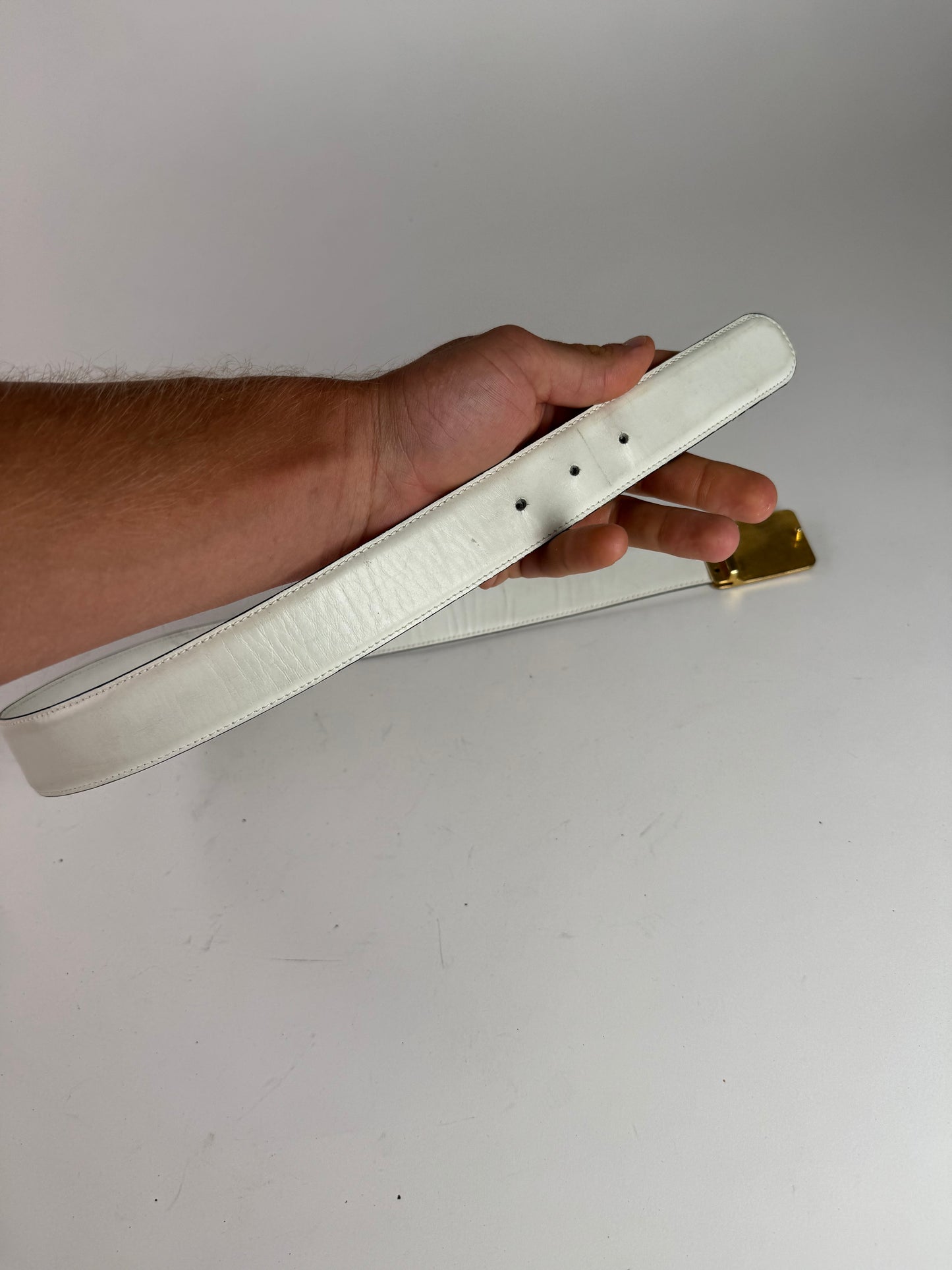 Vintage Celine Leather belt white