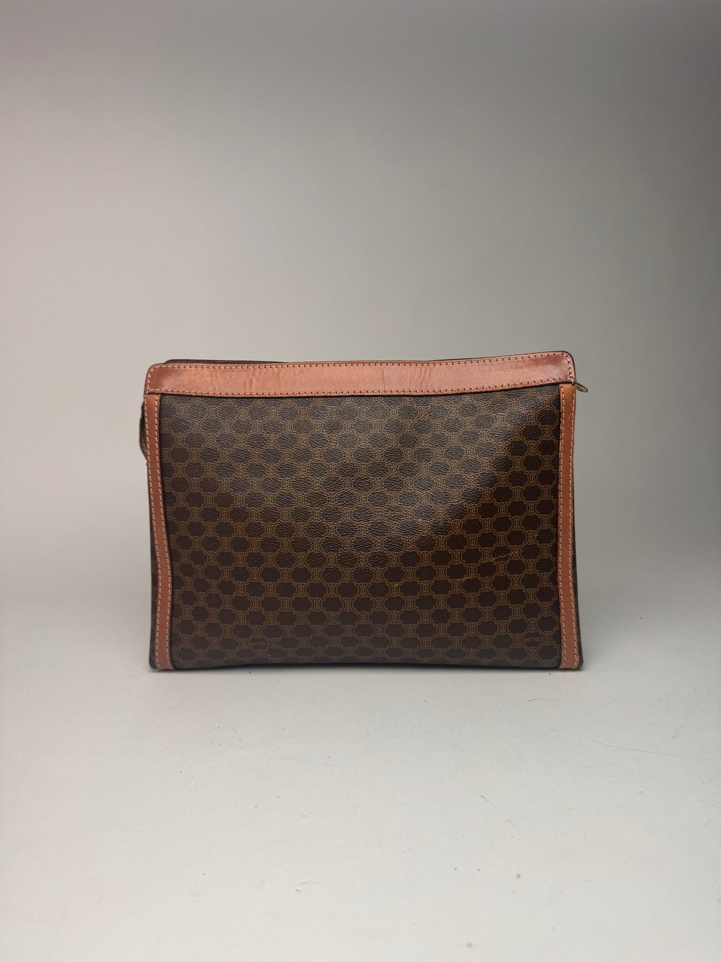 Pochette vintage en cuir monogramme Céline Paris marron