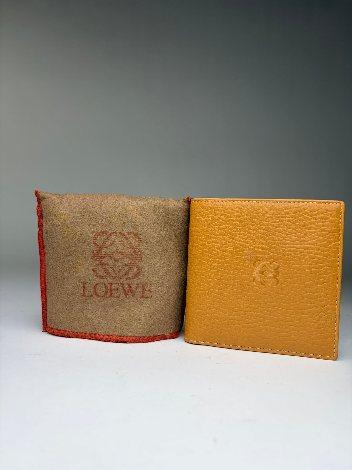 Vintage Loewe Textured Leather Bifold Wallet Late 1990s Yellow