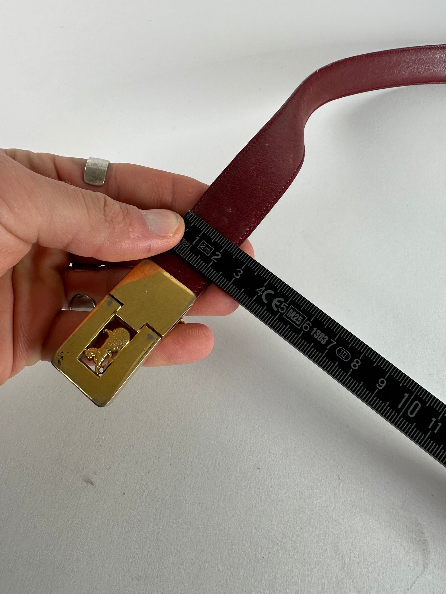 Vintage Celine Paris Leather Belt Burgundy