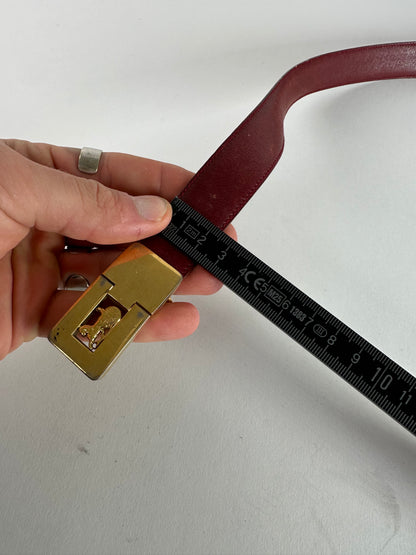 Vintage Celine Paris Leather Belt Burgundy