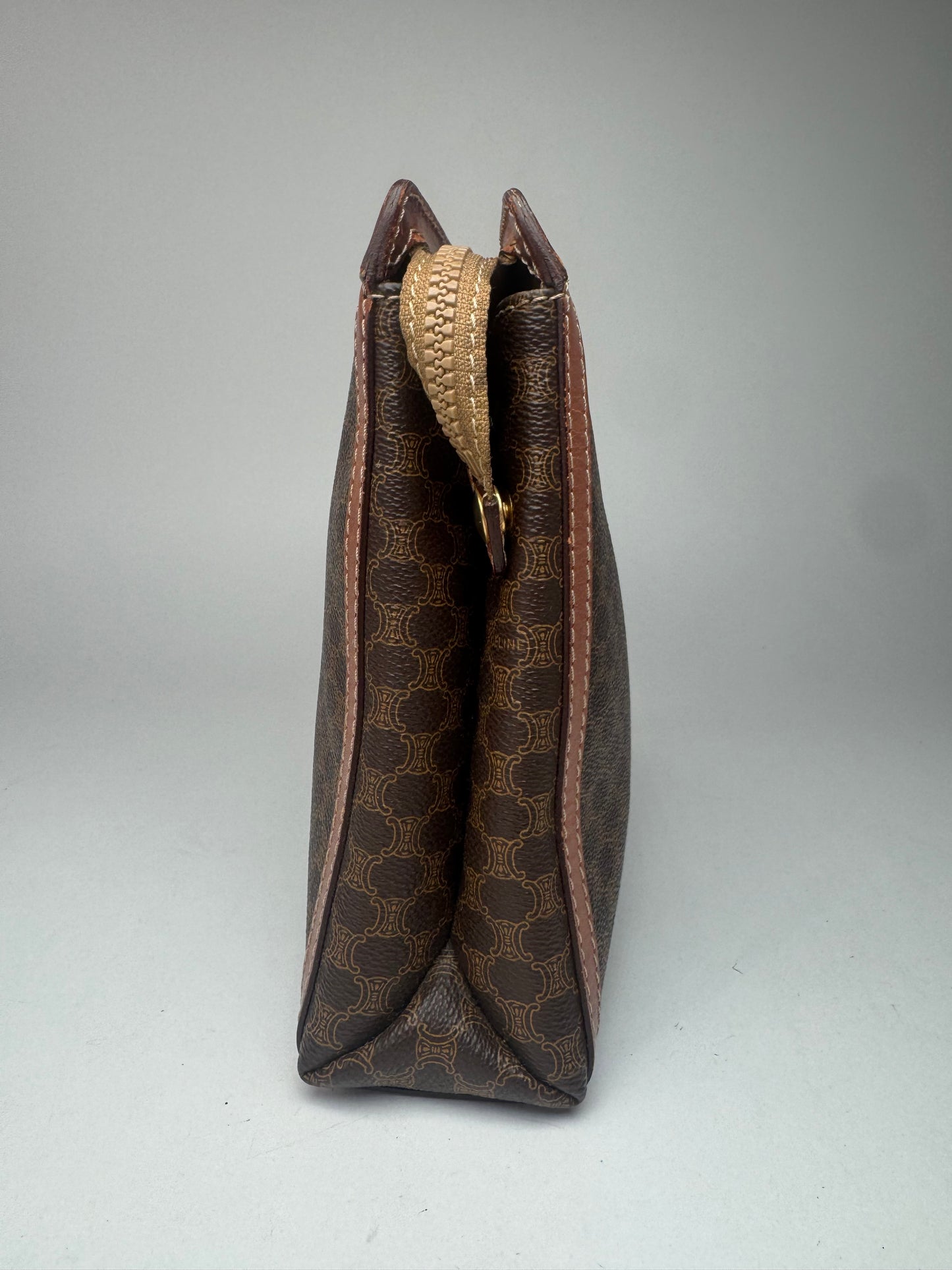 Pochette vintage en cuir monogramme Céline Paris marron